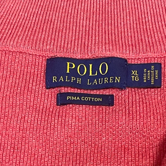 Ralph Lauren Men's light red quarter Zip-Up Sweater 100% pima cotton sz XL - Picture 4 of 10